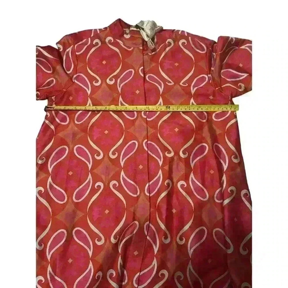 WAYWARD FANCIES -Paisley Tile Print Dupioni Shift Shirt Dress. maxi flared - Picture 7 of 7